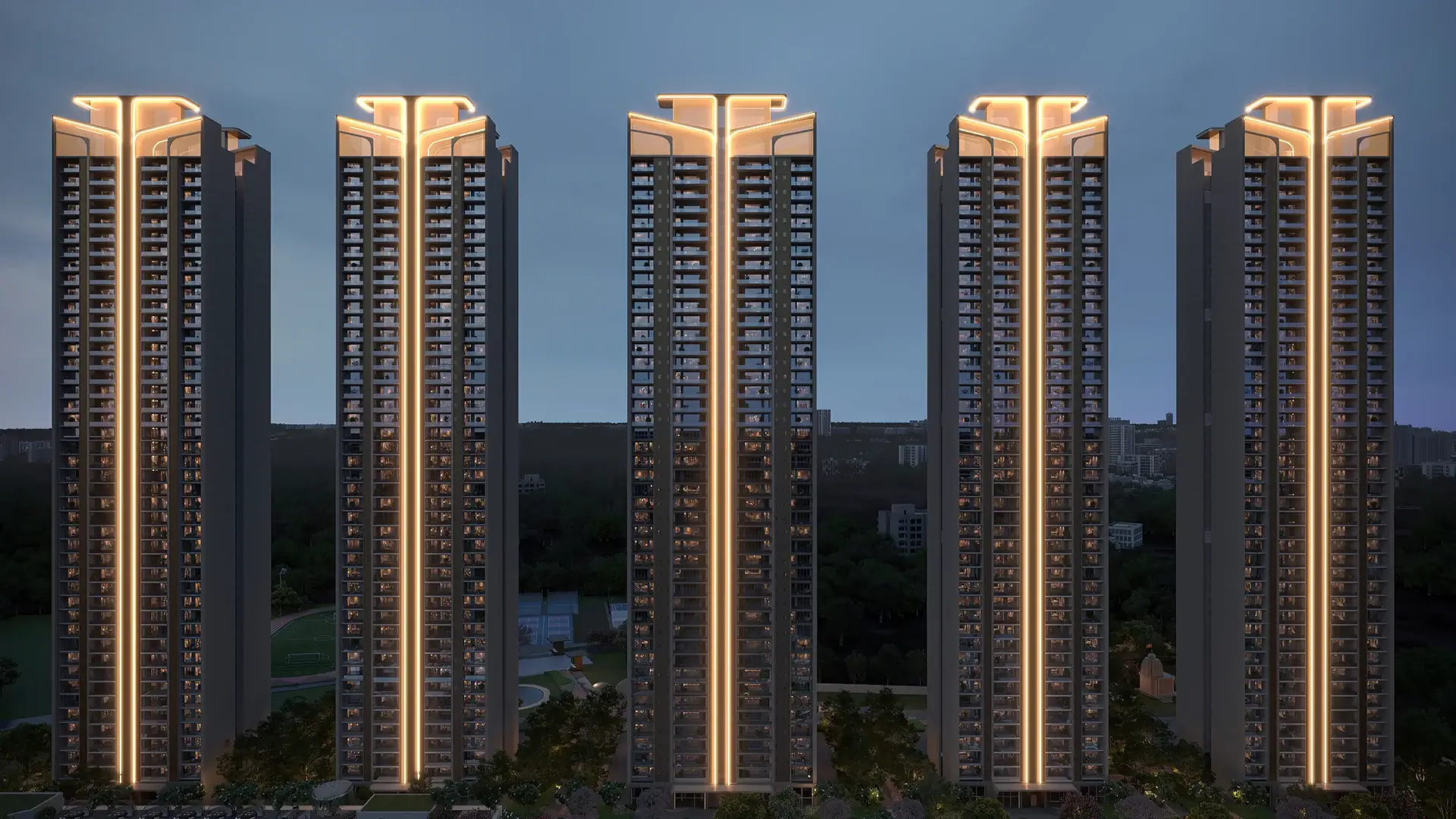 All towers view of Suncity Monarch Residences Sector 78 Gurgaon