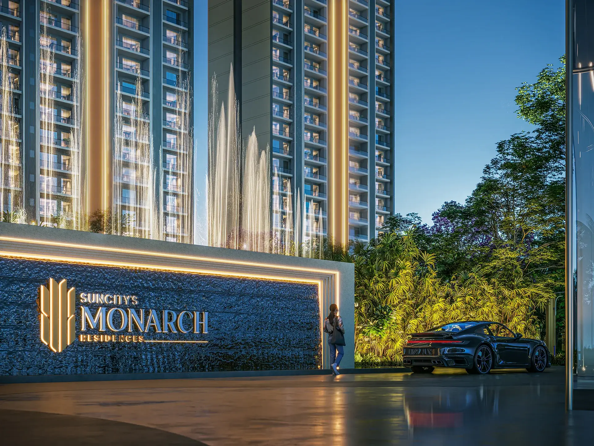Entrance feature wall at Suncity Monarch Residences Gurgaon