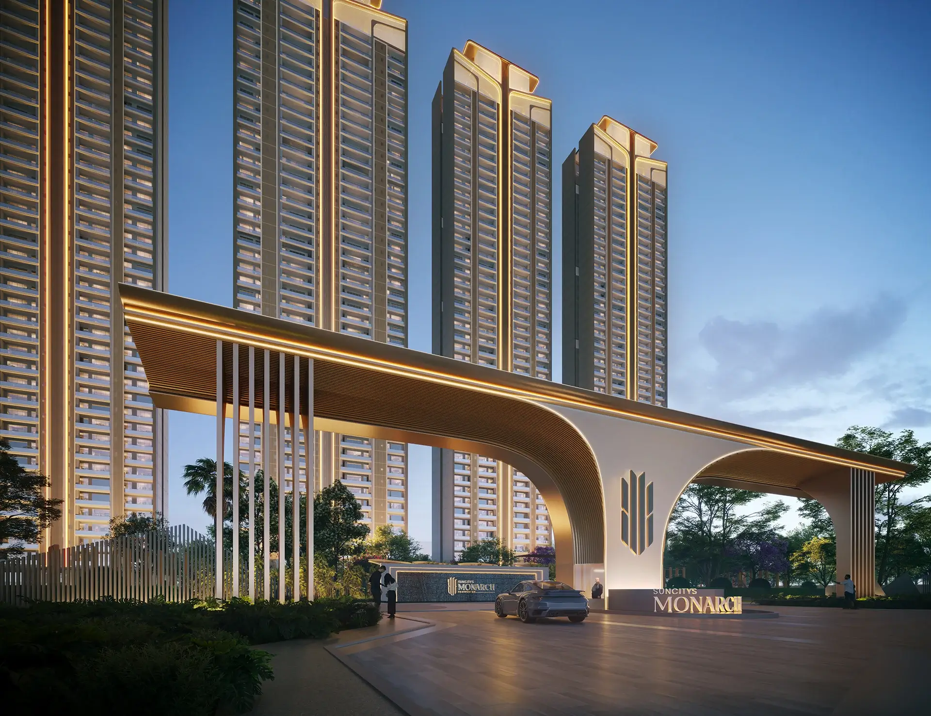 Entrance gate closeup at Suncity Monarch Residences Gurgaon