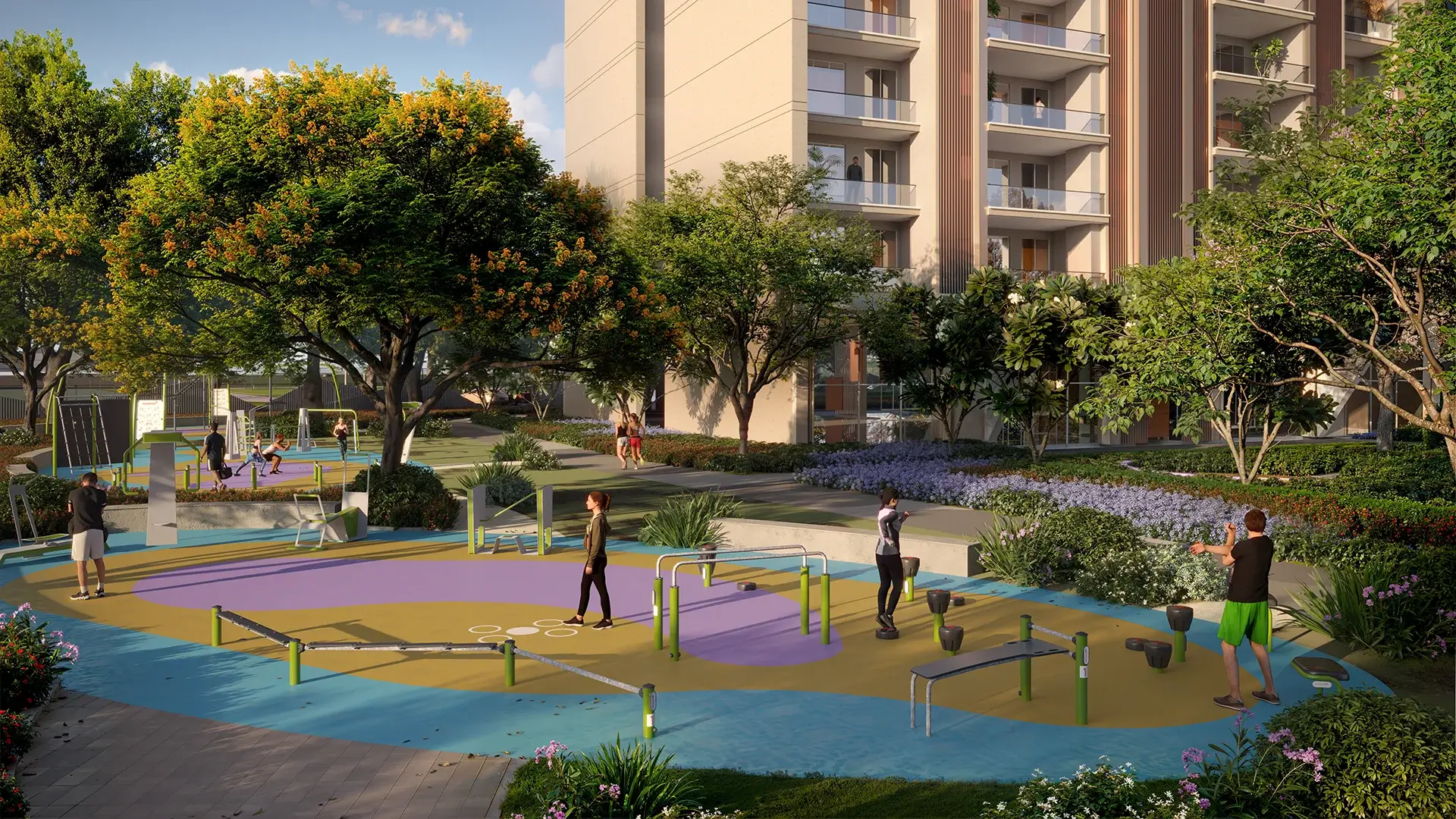 Outdoor fitness area at Suncity Monarch Residences Gurgaon