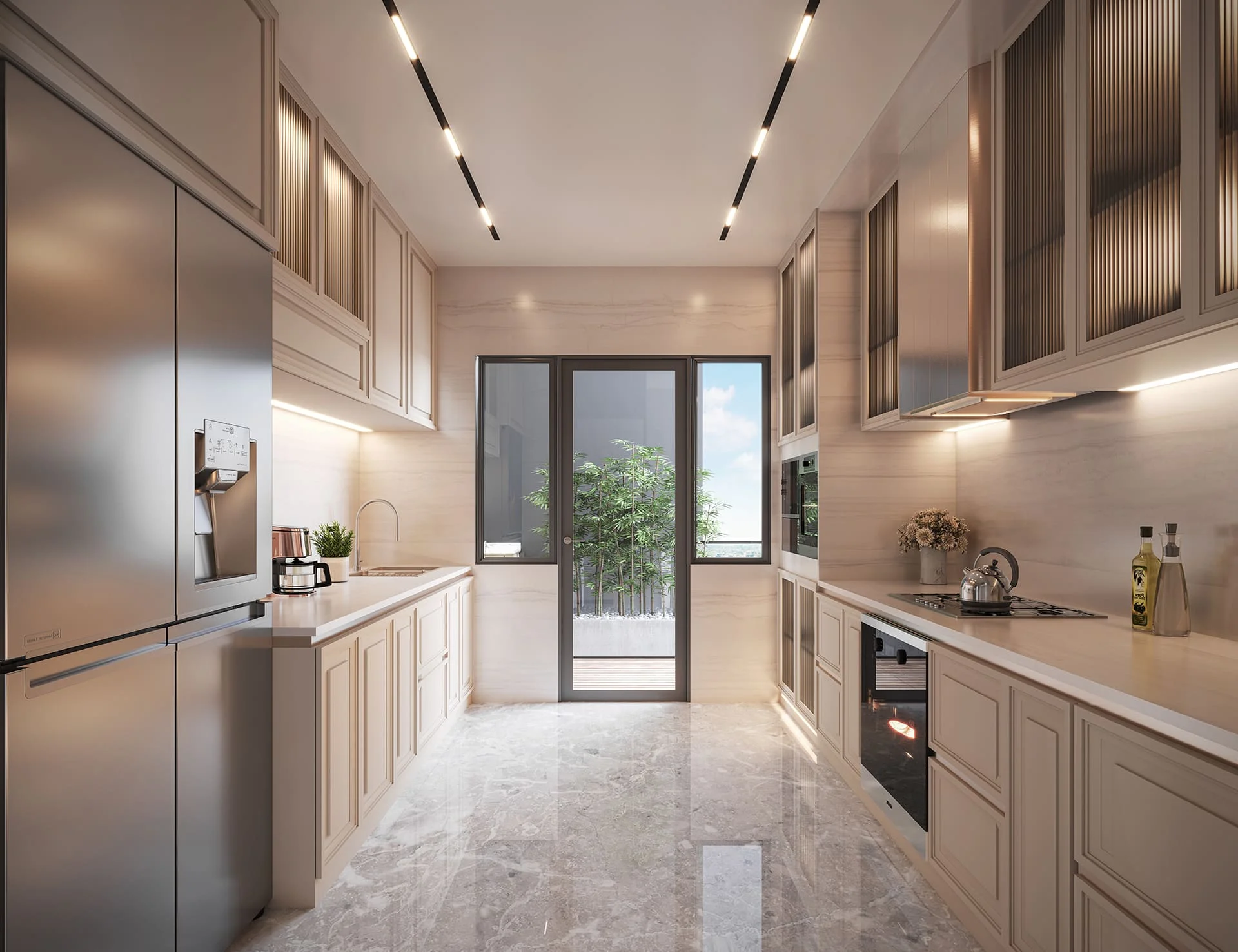 Modern kitchen interior at Suncity Monarch Residences Gurgaon