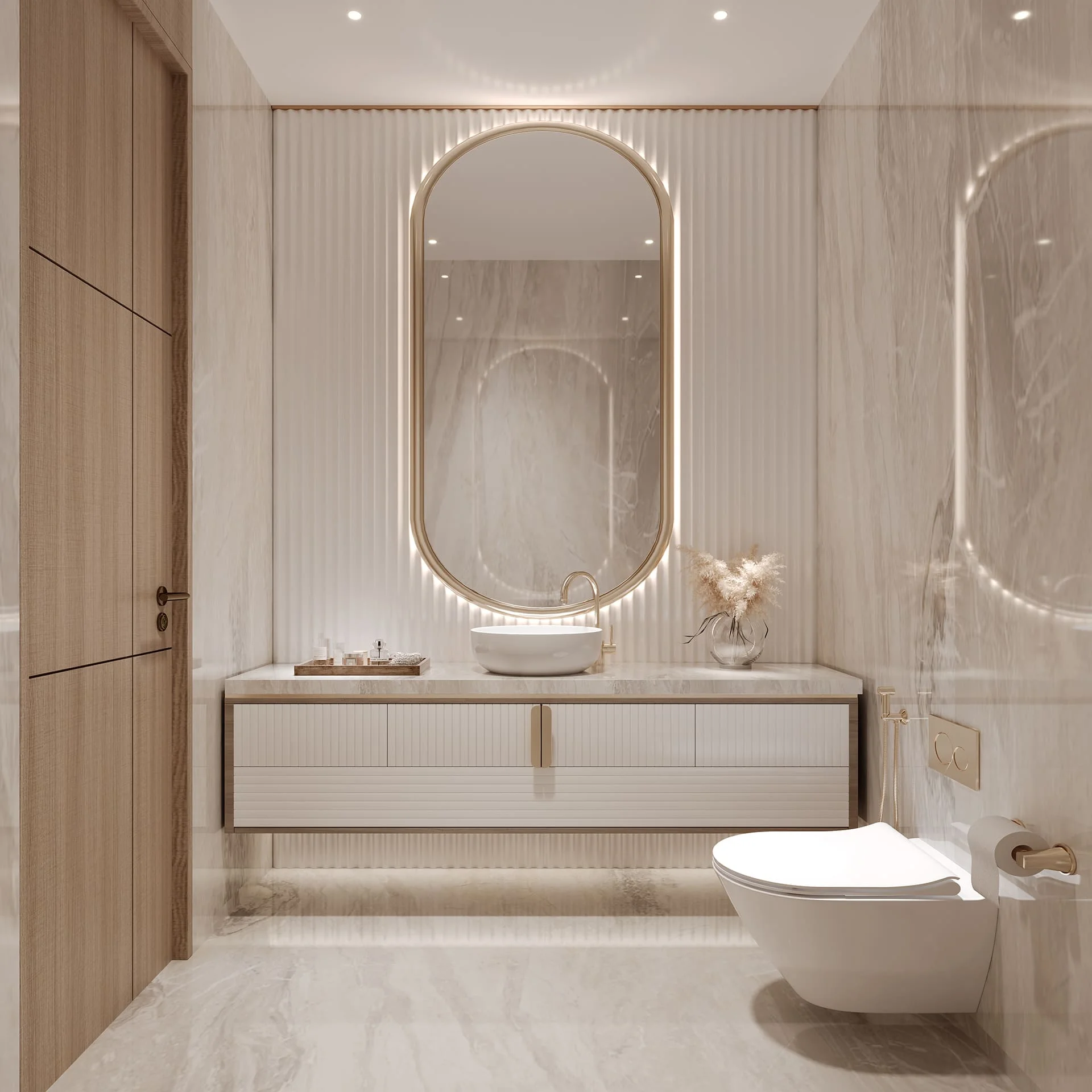 Powder room interior at Suncity Monarch Residences Sector 78 Gurgaon